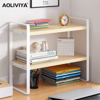 AOLIVIYA Rak Buku Minimalis DIY Table Bookshelf Organizer Double Layer - AO30