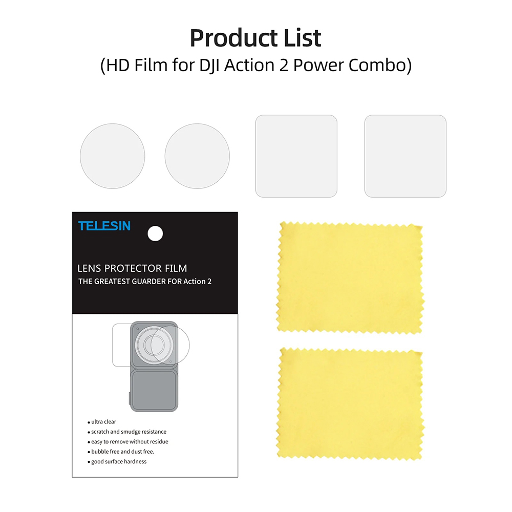 TELESIN Tempered Glass Lens & LCD Screen for DJI Action 2 - OA-FLM-002 Gambar produk TELESIN Tempered Glass Lens & LCD Screen for DJI Action 2 - OA-FLM-002