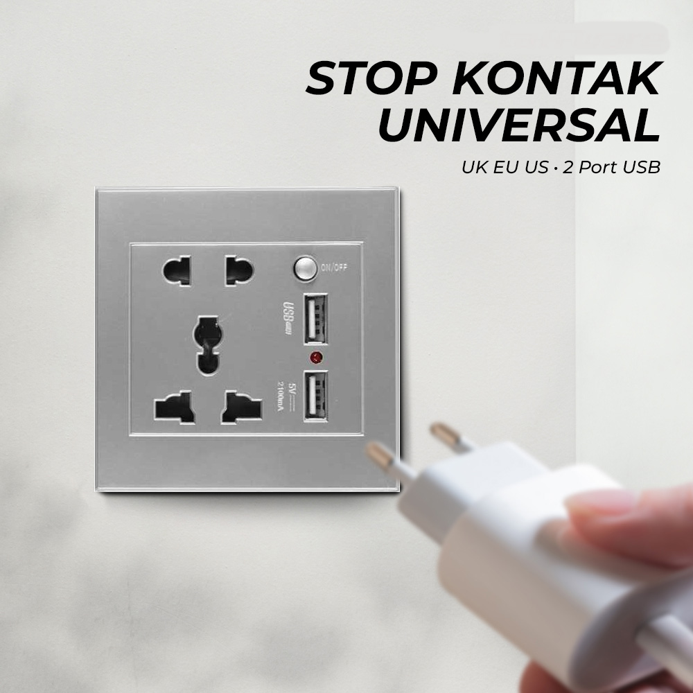 Stop Kontak Universal UK EU US 2 Port USB On Off Switch - LC-19 ...