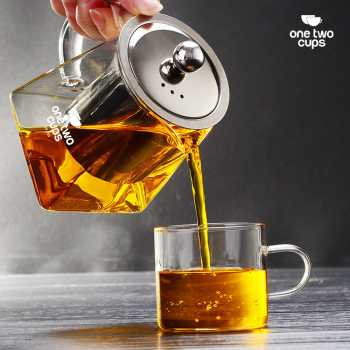 Gambar produk One Two Cups Teko Teh Kaca Saringan Tahan Panas Api Infuser Teapot 350ml - TP-761