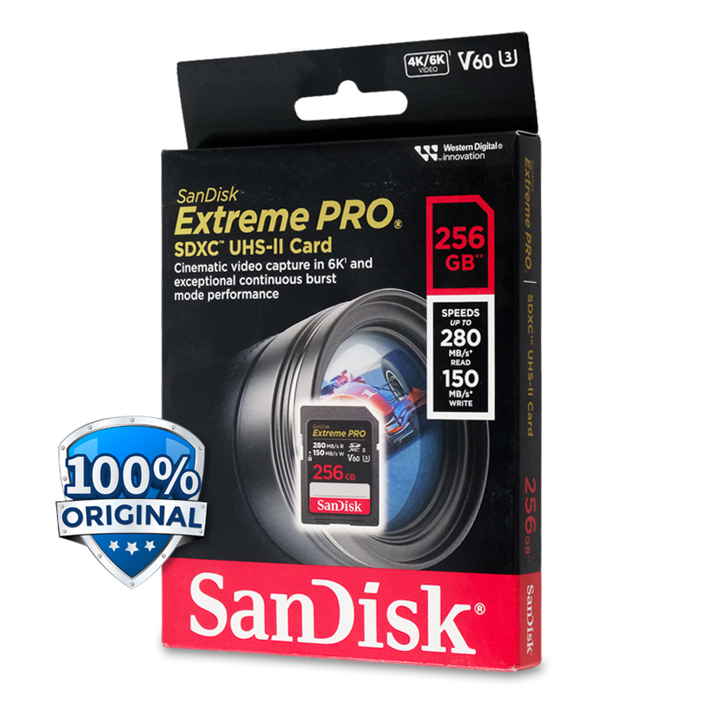 SanDisk SD Card Extreme Pro UHSII U3 6K 280 MB/s 256GB SDSDXEPGN4IN Black