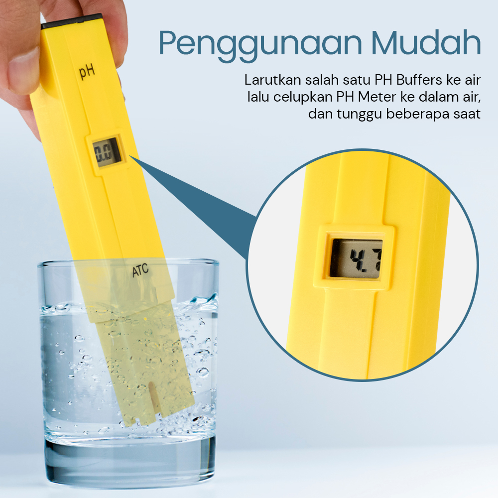 ATC Alat Ukur Uji PH Meter Tester Pen Air Minum Akuarium PH009 Yellow