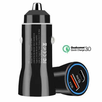 CARFN Car Charger Mobil USB Type-C Quick Charging 2 Port 38W - TE-P21 - Black