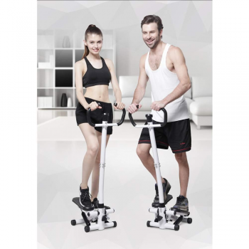 STEPPER Mini Stepper Air Climber Fitness Gym with LCD and Armrest - YK-FS01 - Black White