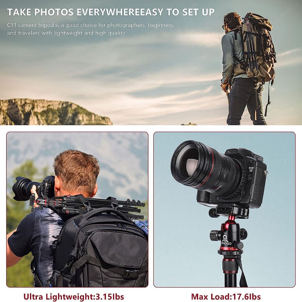 UEGOGO Tripod Kamera Flexible 360 Panoramic 2.05M C11 Black Gold