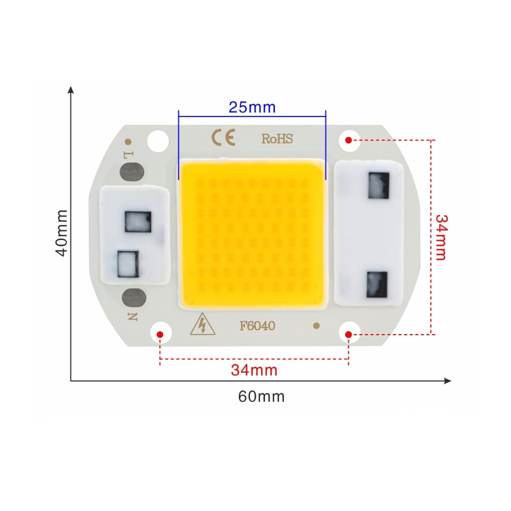 Suide Chip LED Lampu COB Floodlight Spotlight Warm White 50W 220V F6040 White