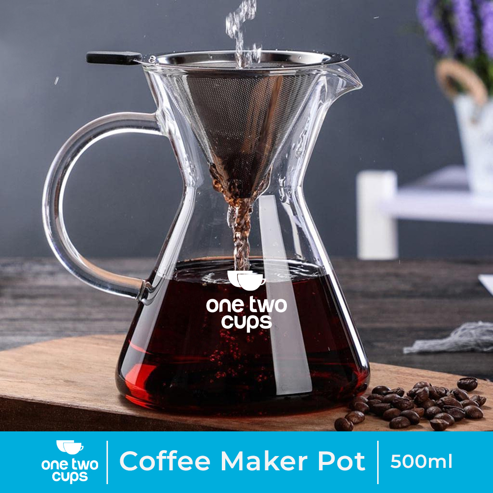 One Two Cups Coffee Server Chemex Drip Pour Over with Filter 500 ml