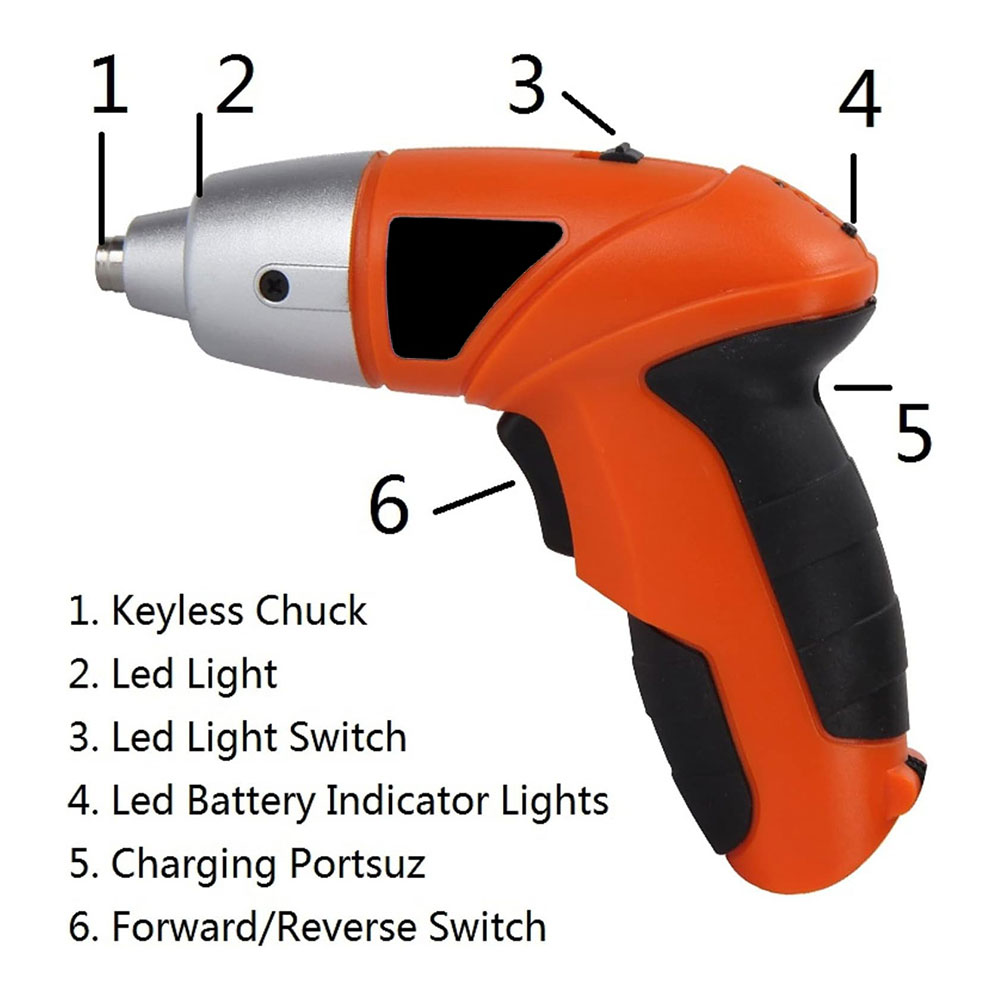 TUOYE Set Bor Listrik Cordless Electric Drill Screwdriver 46 PCS T46