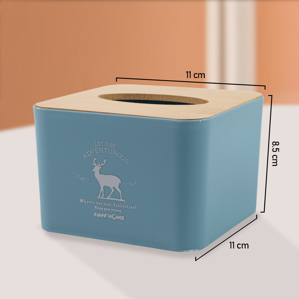 Gambar produk TaffHOME Kotak Tisu Kayu Multifungsi Wooden Tissue Box 12.5x12.5x8.5cm - ZJ003