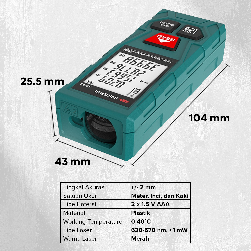 Laser Precision Ruler Taffware Meteran Laser Digital Distance Meter Rangefinder Portable 40M ...