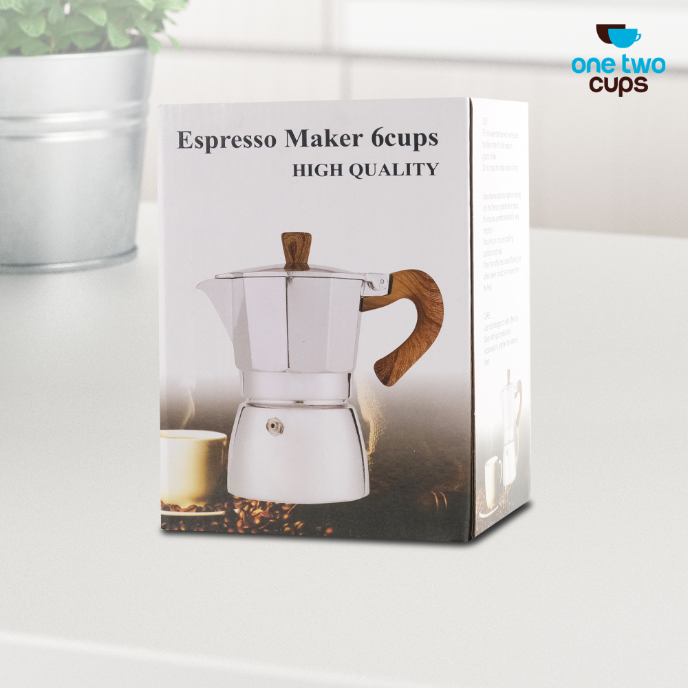 One Two Cups Moka Pot Espresso Coffee Maker Stovetop Teko Kopi 300 ml PL315 Black