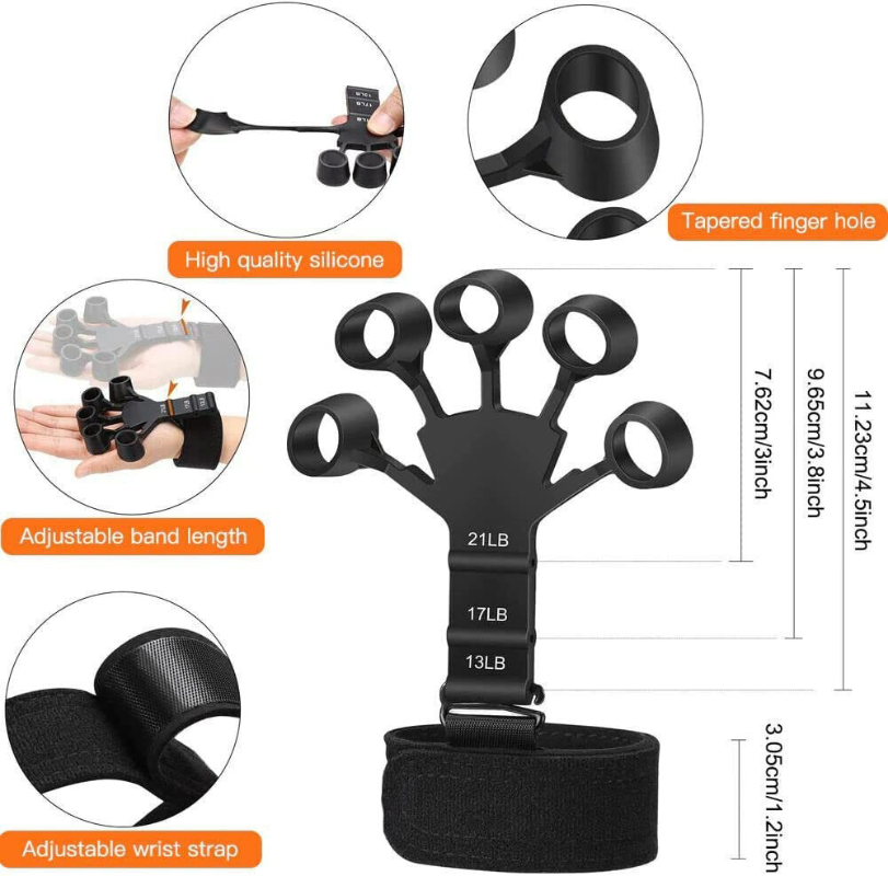 HANGPING Silicone Finger Grip Exerciser Adjustable Strengthener - HP-3 ...