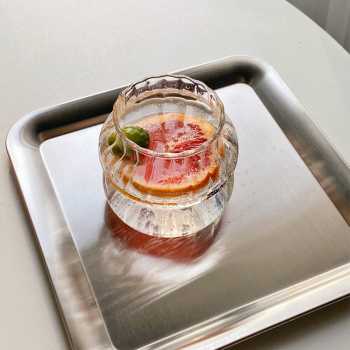 Gambar produk One Two Cups Gelas Kaca Aesthetic Kopi Teh Straight Stripe Shape Glass 410ml - GK23