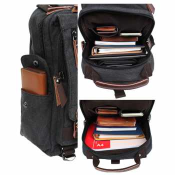 Gambar produk ZUO LUN DUO Tas Selempang Sling Bag Crossbody Canvas Retro Style Large - 8596