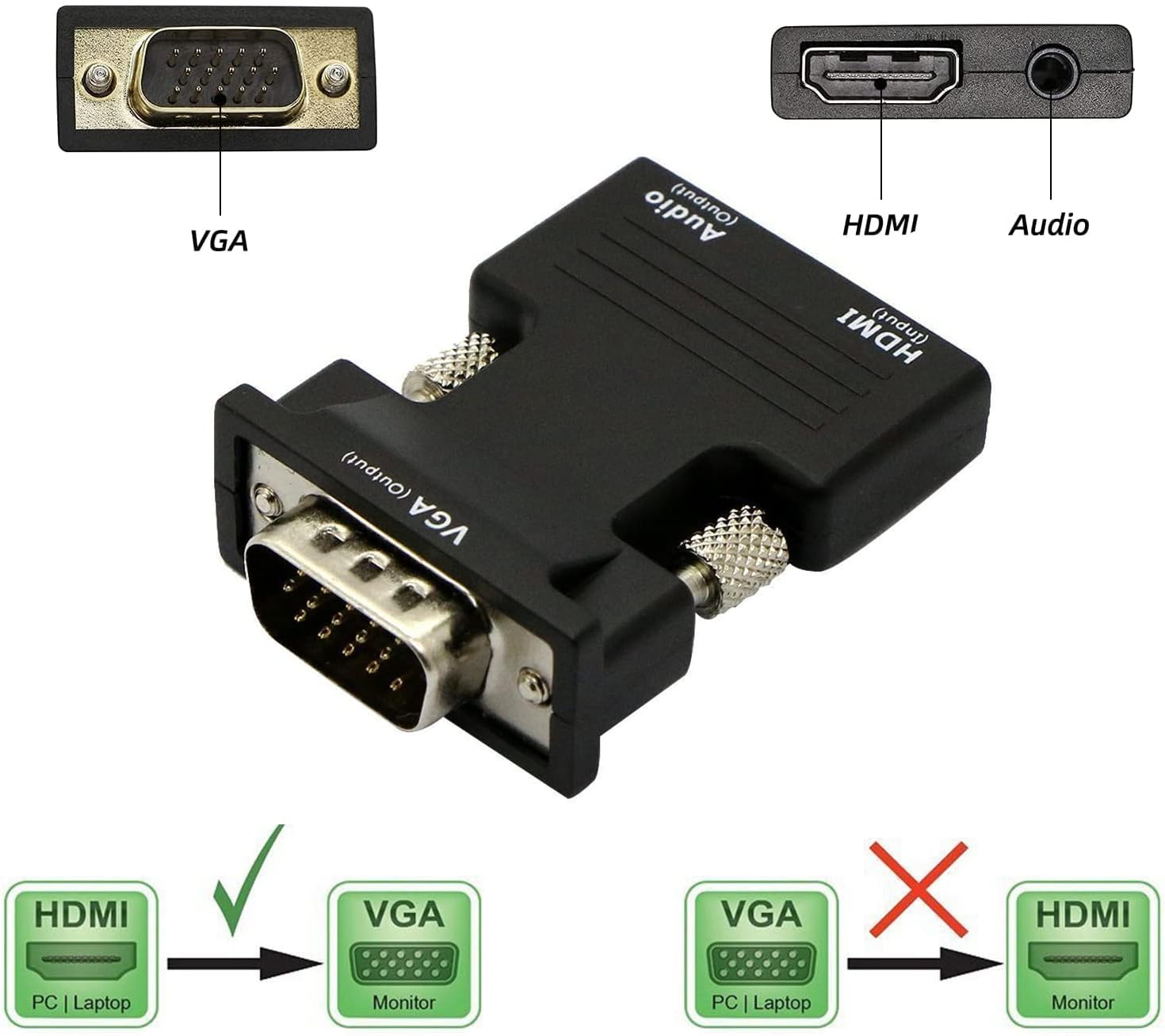 Adaptor Converter HDMI Female to VGA Male 1080P Audio Port HV1002