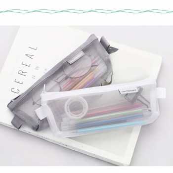 Gambar produk HeChooses Tas Make Up Kosmetik Transparent Mesh Triangle - KS34