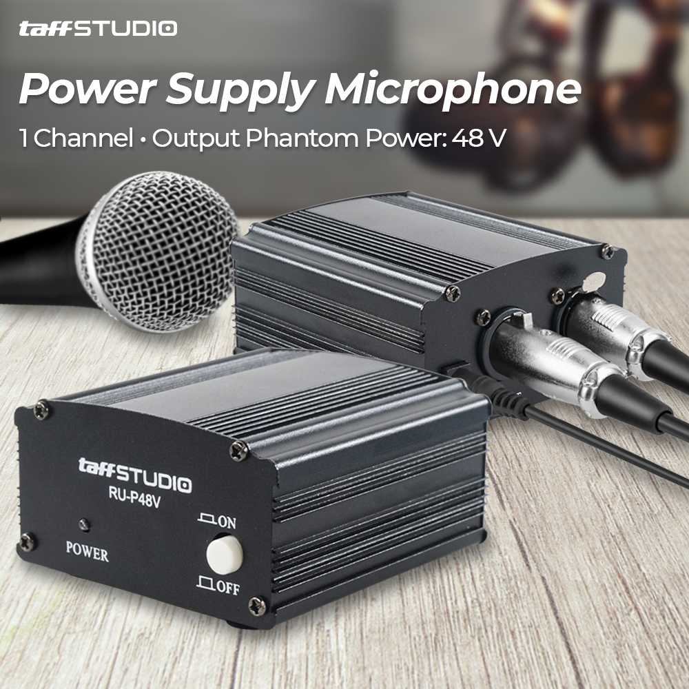 48V Phantom Power Supply - Single Channel With XLR Cable For Condenser Microphones