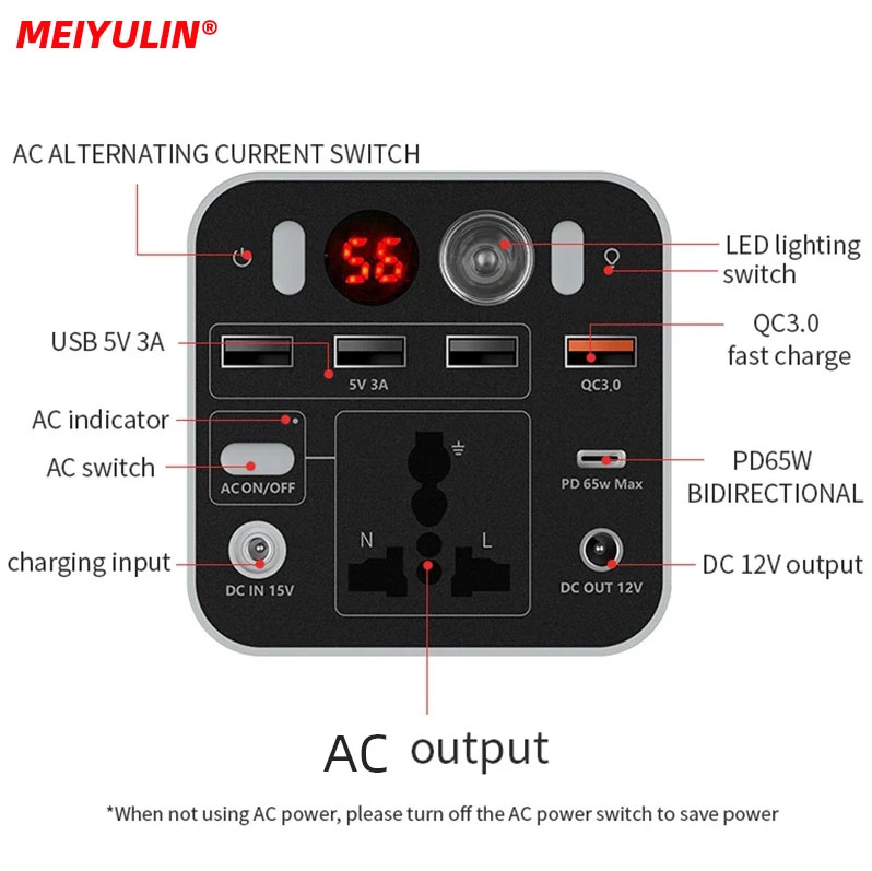 Gambar produk MEIYULIN Portable Power Supply Station Outdoor Generator 180W 45000mAh - OKD180