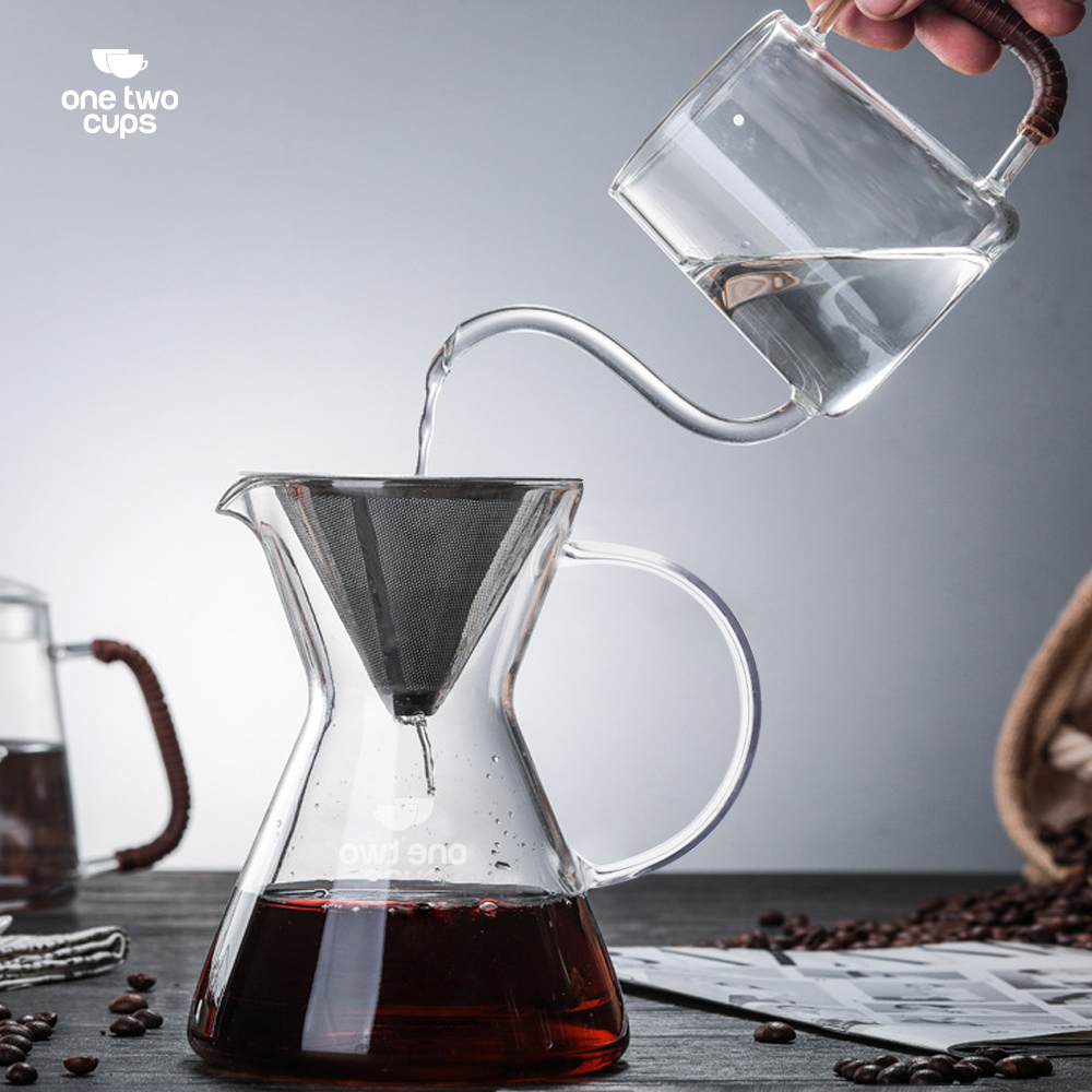 One Two Cups Coffee Server Chemex Drip Pour Over with Filter 450ml - YD ...