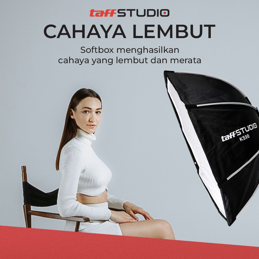 Gambar produk TaffSTUDIO Payung Studio Octagonal Softbox Reflektor Flash 90CM - KS90