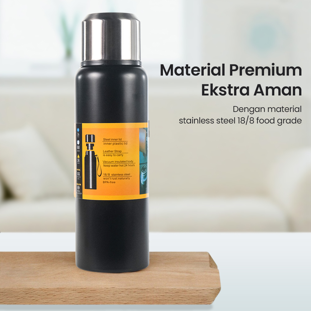 Botol Minum Termos Air Panas Dingin Double Wall Stainless Steel 1L ...