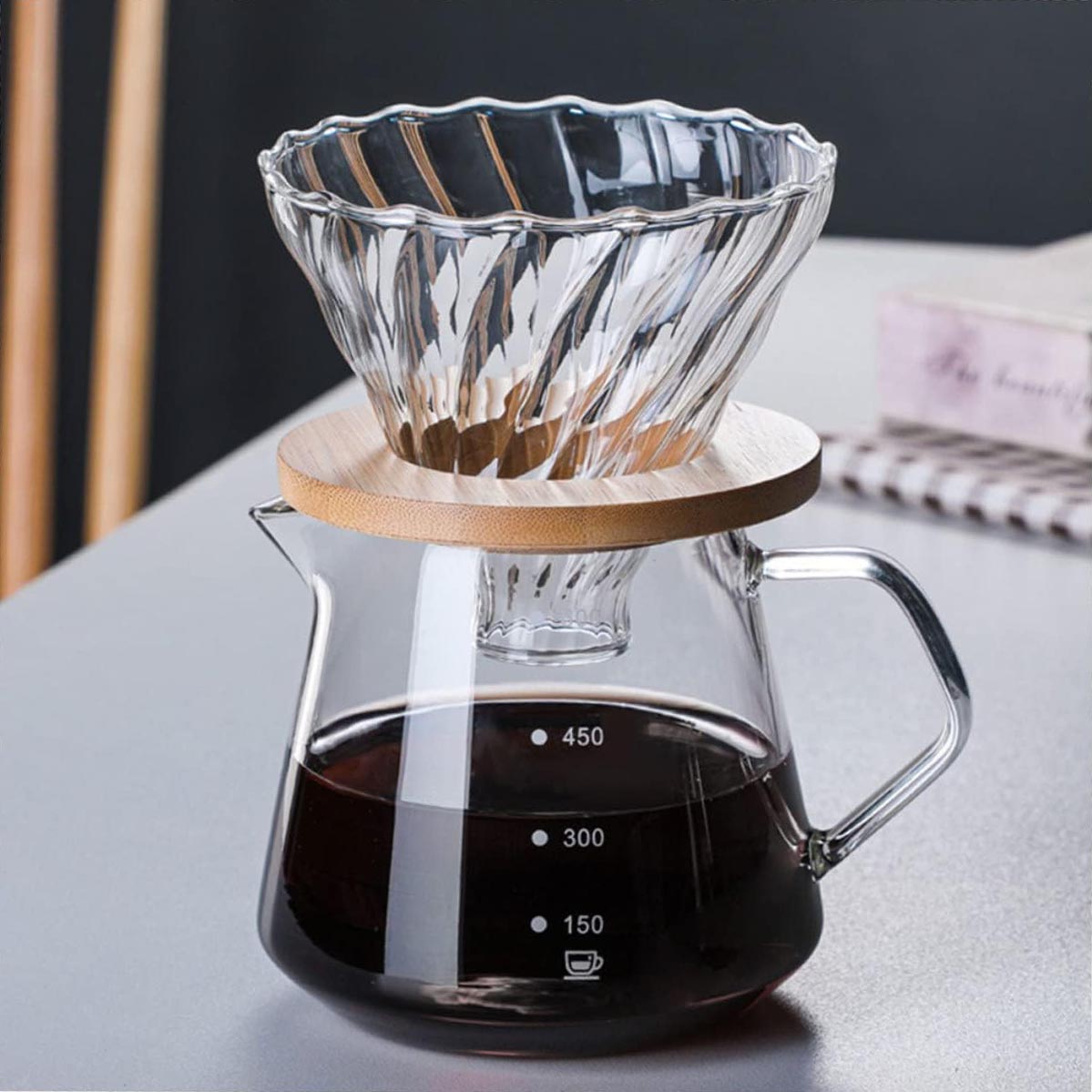 Gambar produk One Two Cups Filter Penyaring Kopi V60 Coffee Filter Wooden Bracket - SE102