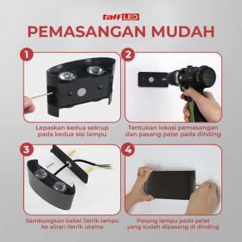 Gambar produk TaffLED Lampu Dinding Hias Outdoor Aluminium 4W 4 LED Tricolor - 1042-4 - 4