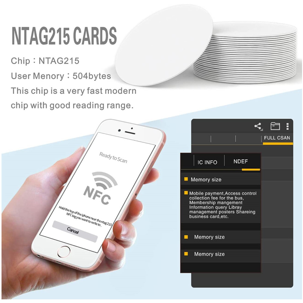 Programmable NFC Chips 25pcs NTAG215 - Round, Rewritable, Self-Adhesive  Stickers For Android & IPhone, Fully Programmable NFC Tags
