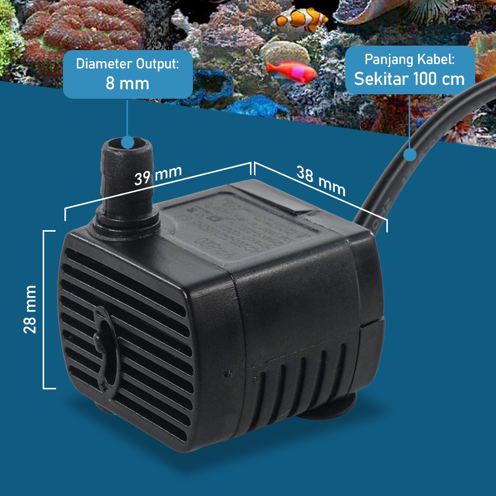 JINGNUO Pompa Air Aquarium Ikan Submersible Pump Fish Tank 220240V 5W