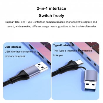 Gambar produk VegGeg Video Capture Card Audio HDMI 2 in 1 USB Type C Anti Lag - MS2130