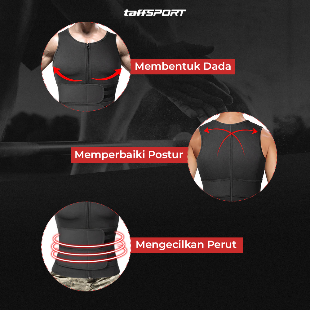 Gambar produk TaffSPORT Korset Pembentuk Badan Pria Shaper Corset Vest Single Velcro L - MWL10