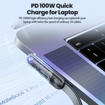 Gambar produk Toocki Kabel Data Type C to Type C Fast Charging L Shape 100W 2M - TXCTT1-BKA01