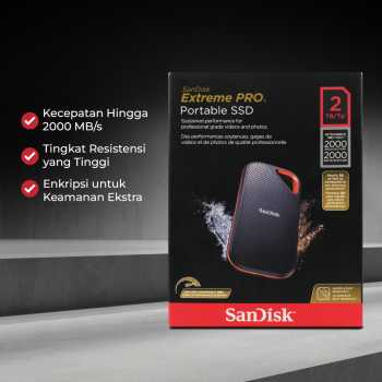 Gambar produk SanDisk Extreme PRO Portable SSD 2000MB/s USB Type C 3.2 2TB - SDSSDE81