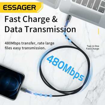 Gambar produk ESSAGER Kabel Data Type C to Lightning Fast Charging LED 27W 1M - ES-X16