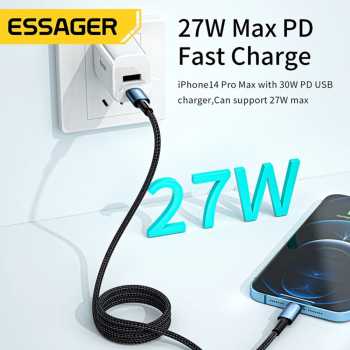 Gambar produk ESSAGER Kabel Data Type C to Lightning Fast Charging LED 27W 1M - ES-X16