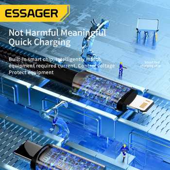 Gambar produk ESSAGER Kabel Data Type C to Lightning Fast Charging LED 27W 1M - ES-X16