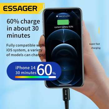 Gambar produk ESSAGER Kabel Data Type C to Lightning Fast Charging LED 27W 1M - ES-X16