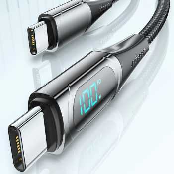 Gambar produk ESSAGER Kabel Data Type C to Type C PD Fast Charging LED Display 100W 2M - ES-X15