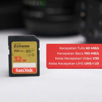 Gambar produk SanDisk Extreme SDHC UHS-I Card Class 10 U3 V30 100MB/s 32GB - SDSDXVT