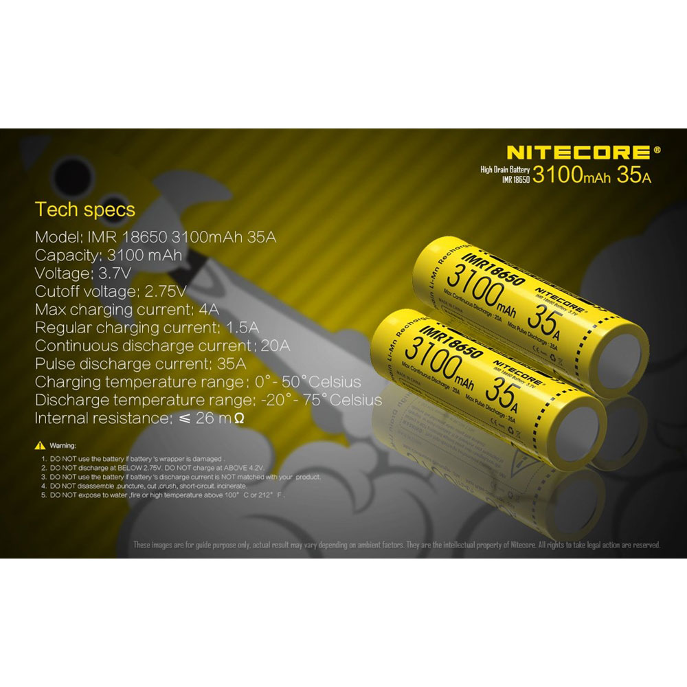 Gambar produk NITECORE Baterai Vape Rechargeable IMR18650 3.7 V 3100mAh 1 PCS - 5