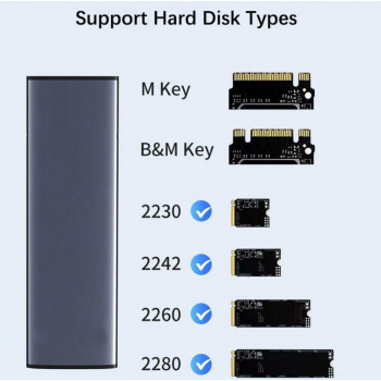 Gambar produk Lengtion SSD M.2 Enclosure NVME Aluminum Alloy 10GB/s USB Type C 3.1 - M12