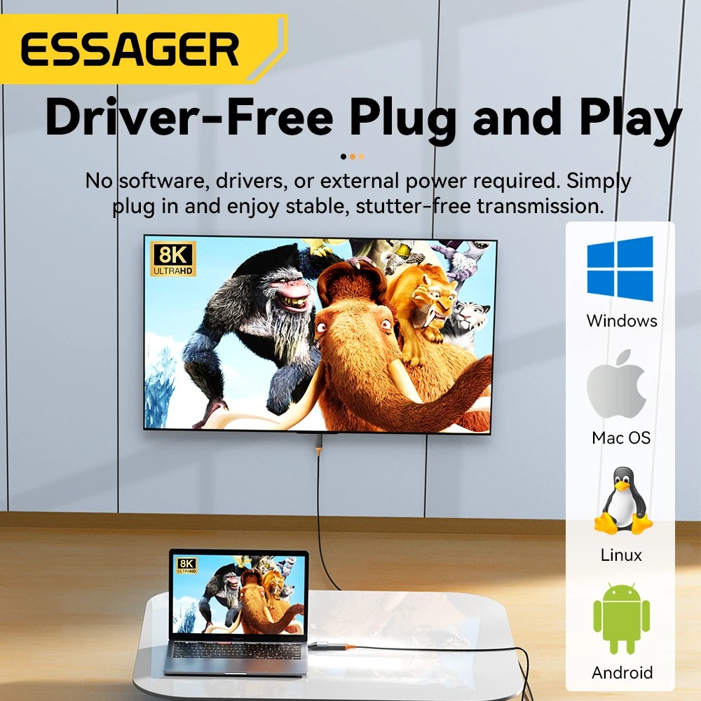 Gambar produk ESSAGER OTG HDMI to USB Type C Adapter Low Latency Portable 4K 60Hz - ES-OTG22