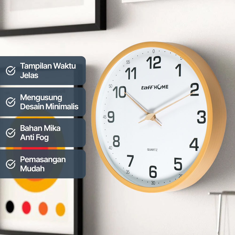 Gambar produk TaffHOME Jam Dinding Quartz Nordic Minimalist Style 30cm - DG12