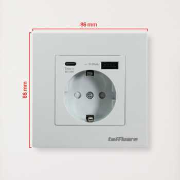 Gambar produk Taffware Stop kontak Dinding USB Type C Soket Listrik Square Wall - HB16