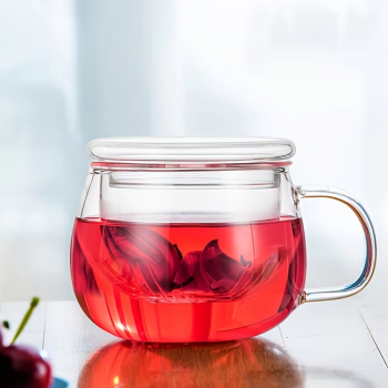 Gambar produk Yilego Cangkir Teh Saringan Kaca Tahan Panas Infuser Mug 350ml - YG350 - 4