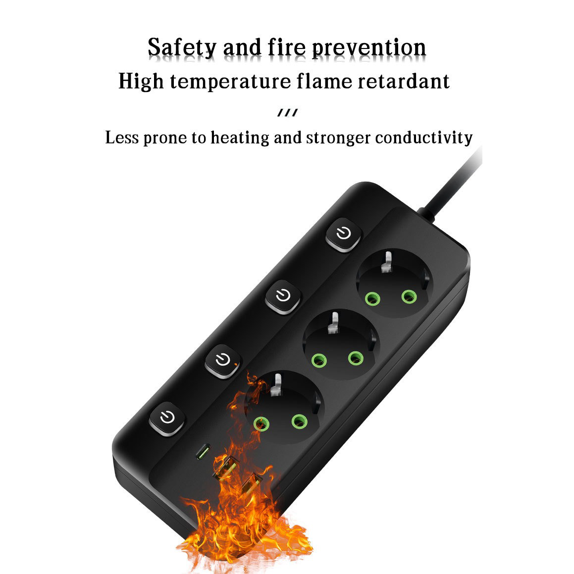 Gambar produk QIAOLIAN Stop Kontak 3 Lubang USB Type C EU Plug 10A 110-250V 2500W - QL-1096U