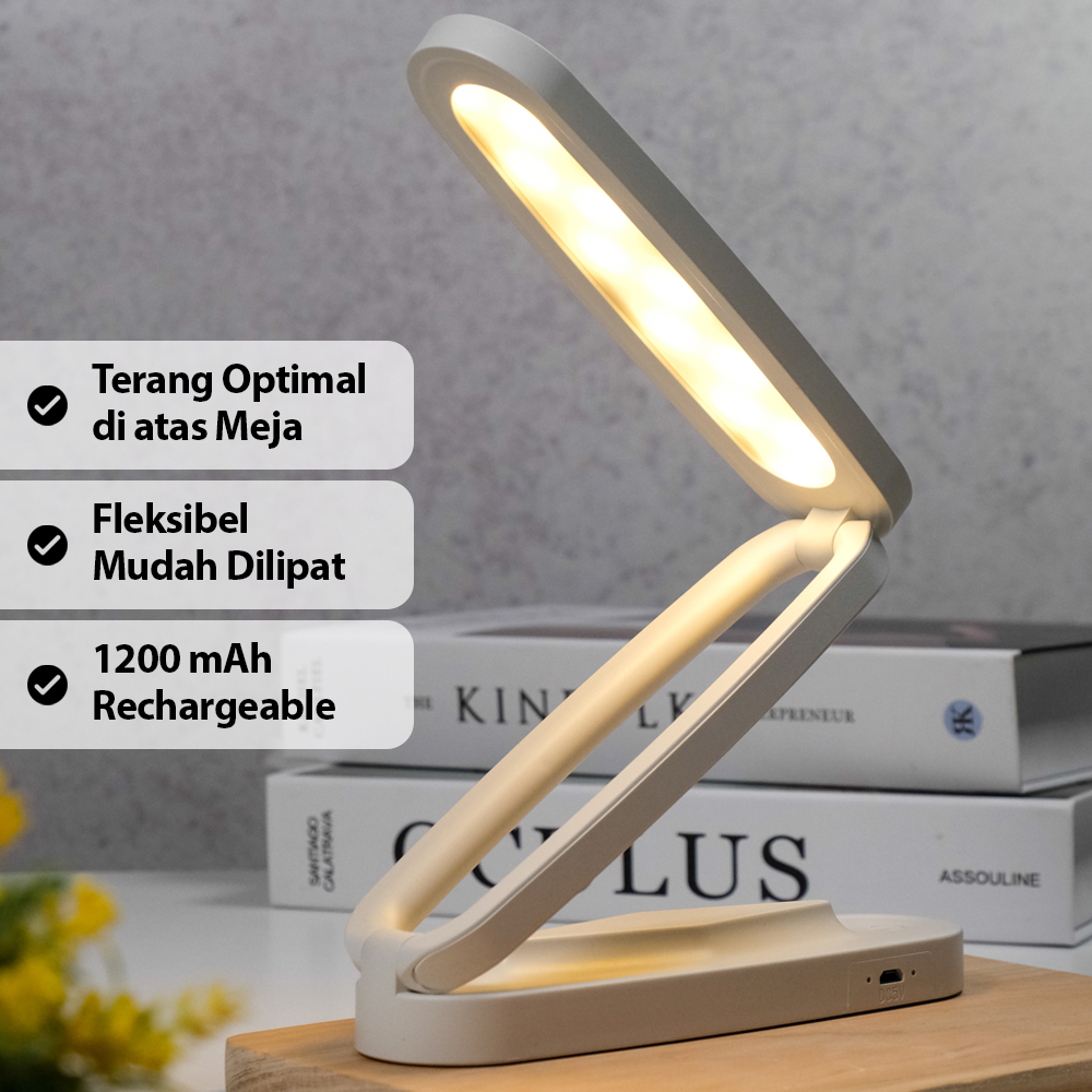 Gambar produk SUOLIANG Lampu Meja Belajar Rechargeable Foldable 3 Color 8W - 1308