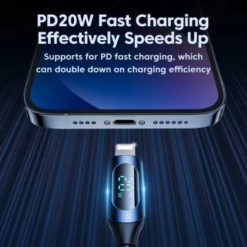 Gambar produk Toocki Kabel Data USB Type C to Lightning PD LED Display 20W 2.4A 1M