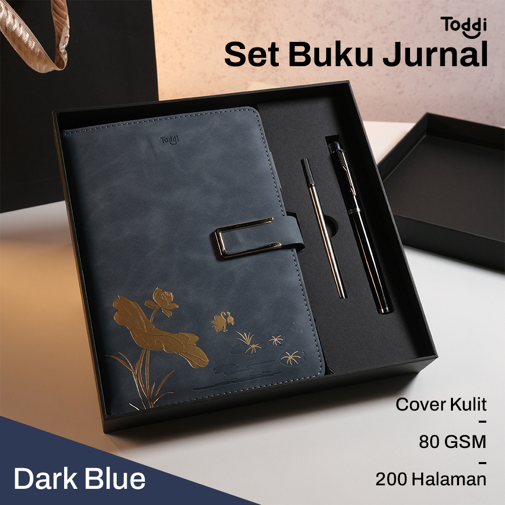 Gambar produk Toddi Set Buku Jurnal Leather Notebook Diary 80GSM 200 Halaman - JG663