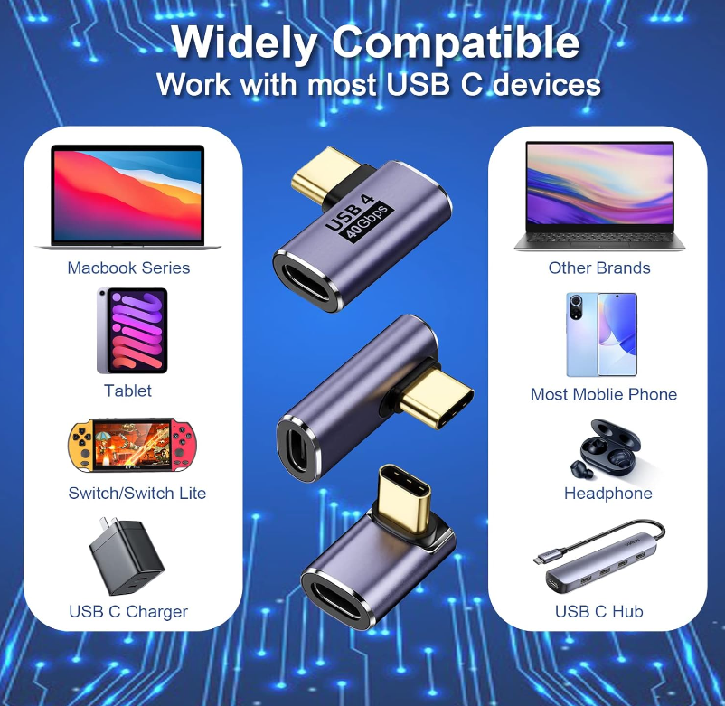 Gambar produk AOLLON USB Type C 4.0 Female Male Adaptor Center Head 40Gbps - BK-41